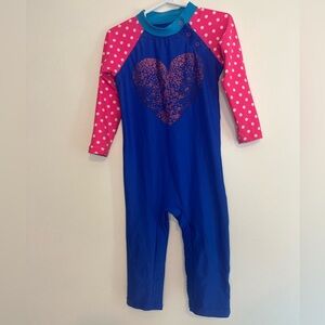 Coolibar Pink and Blue Polka Dot Rashguard UPF 50+